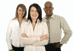 Three students standing proud after receving CMPIC Configuration Management Certification.